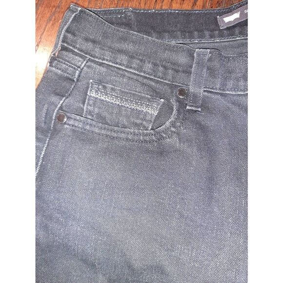 Size 4S W27 L30 Levi's 505 Straight Leg Black Denim Blue Jeans - Picture 3 of 5